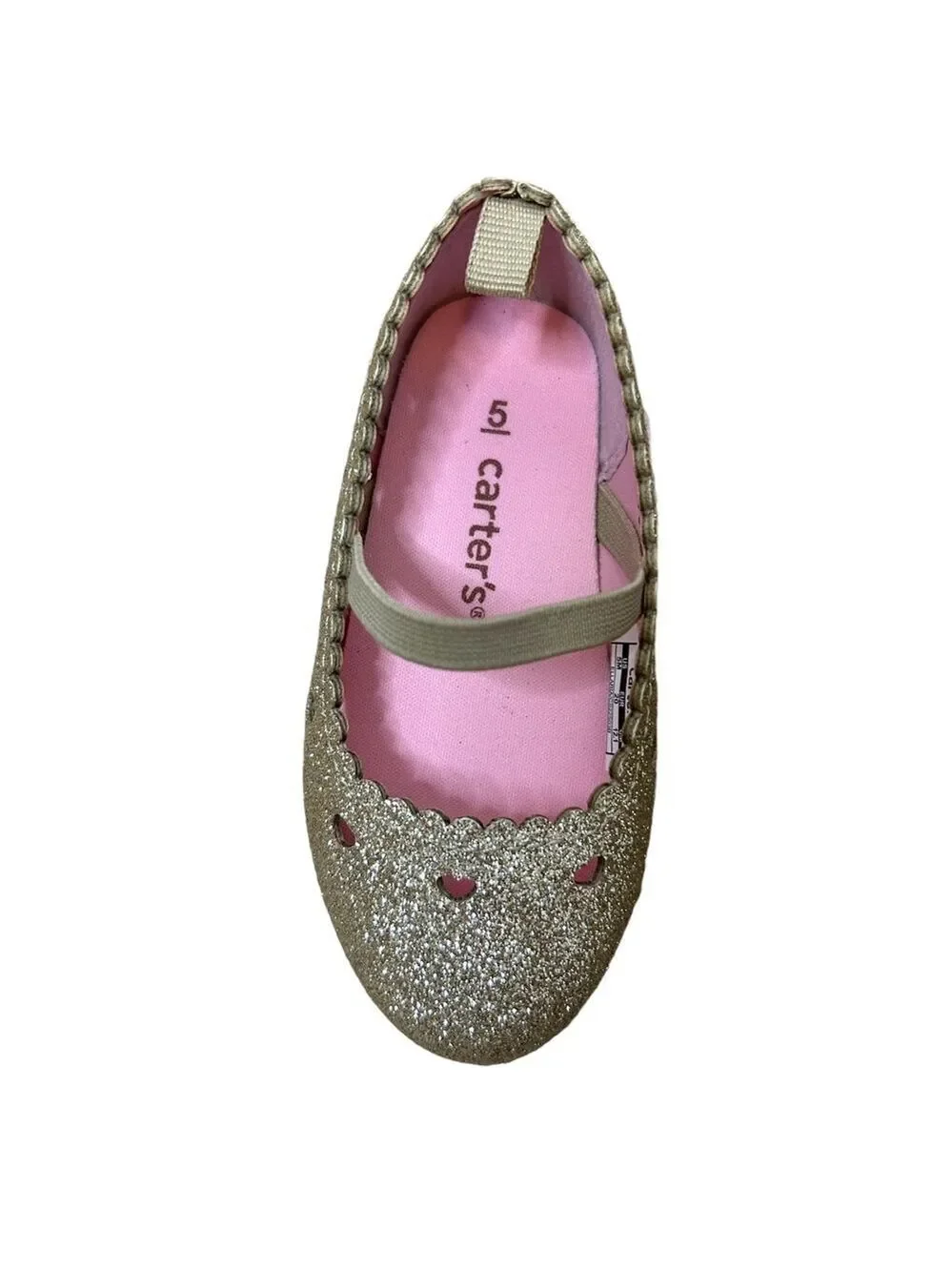 Carters Toddler Girl's Ellaria Slip On Ballet Flats Gold Sparkle Size 5